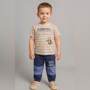 Gucci Blue Monster 1921 pants ant tshirt set 4T